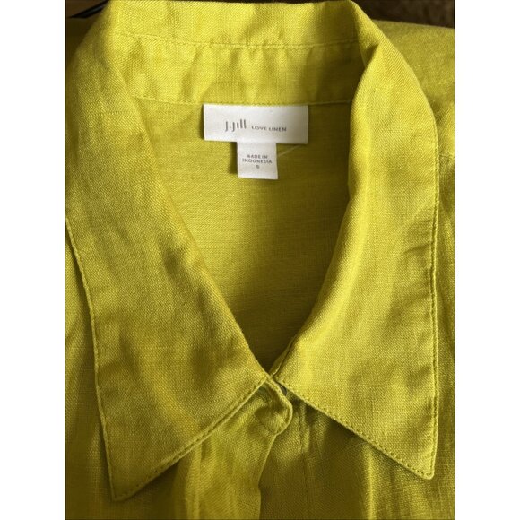 J Jill Love Linen Womens 100% Linen Sz S Lime Green Long Sleeve Beach Workwear - Picture 6 of 8